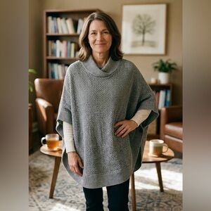 Banana Republic Woven Knit Poncho Gray Cape